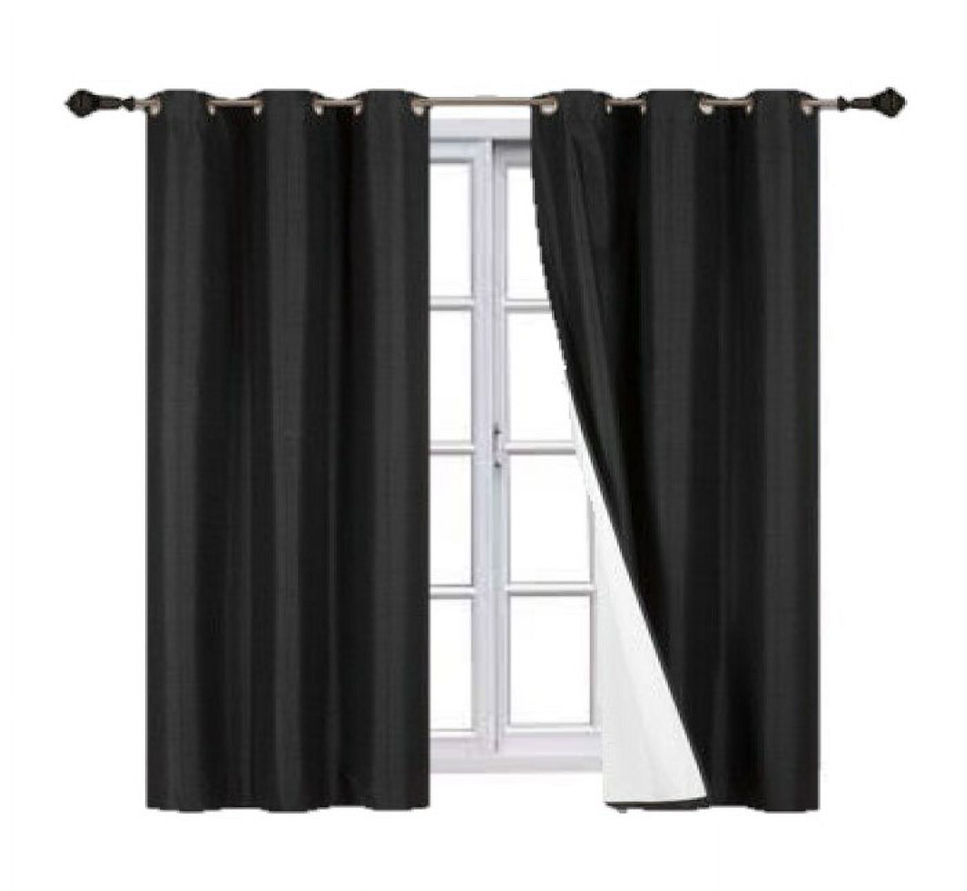 Full Room Darkening 100% Blackout Curtain set of 2 Panels Black Color Top Grommets For Bedroom, Living Room Home Décor 84 inch Long