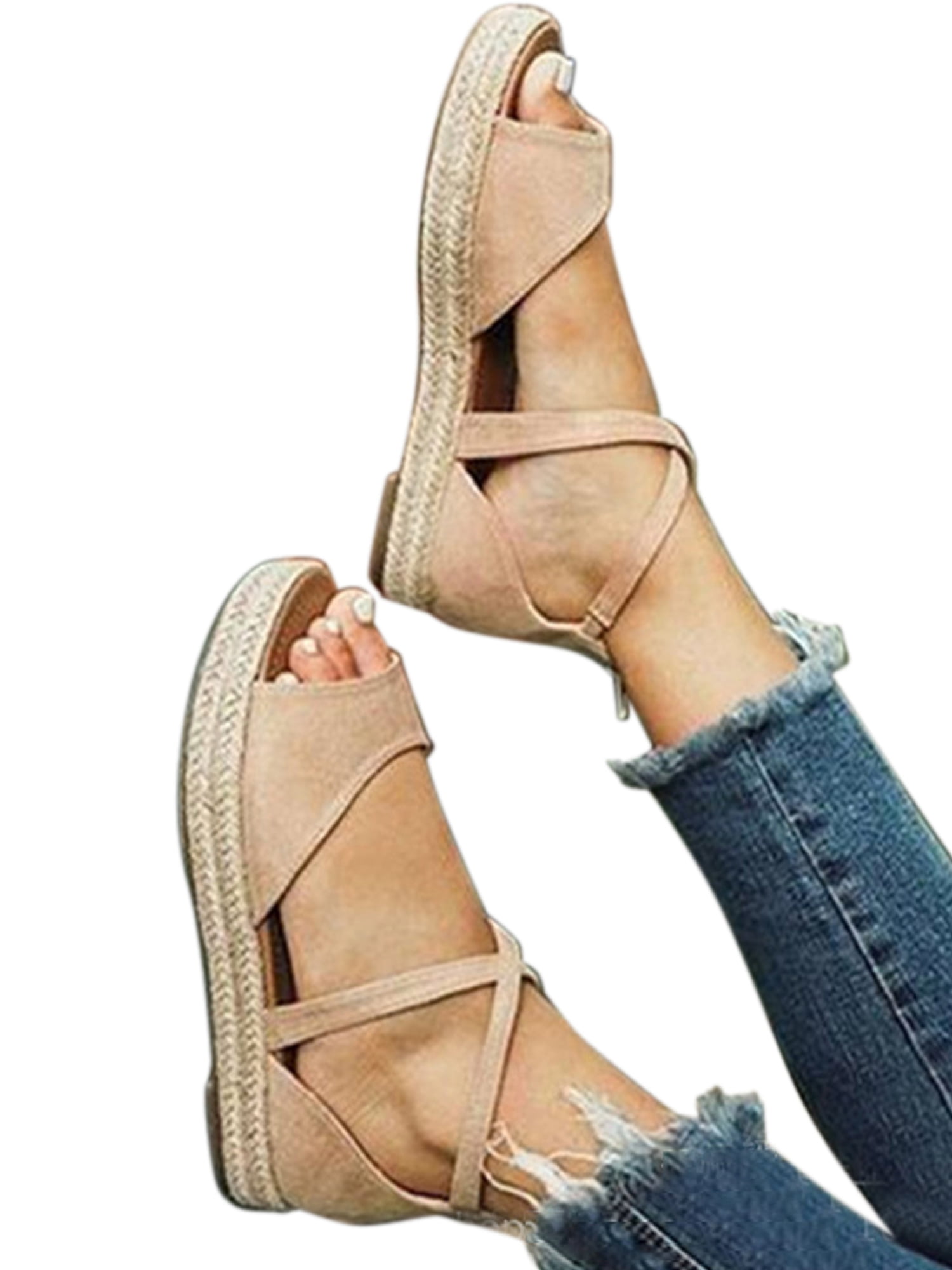 ladies flat espadrille sandals