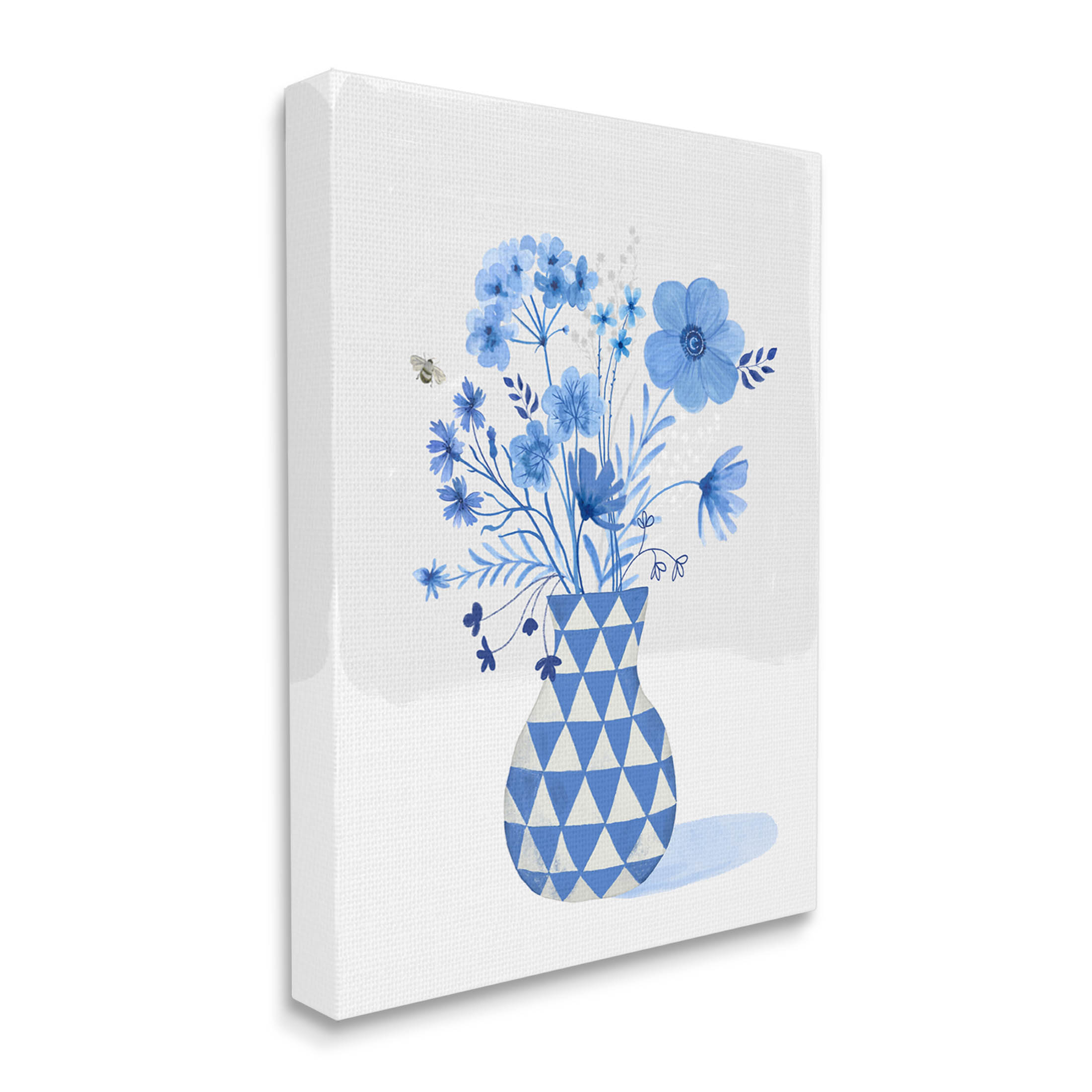 Blue Mixed Floral Arrangement Botanical & Floral Graphic Art Gallery Wrapped Canvas Print Wall Art