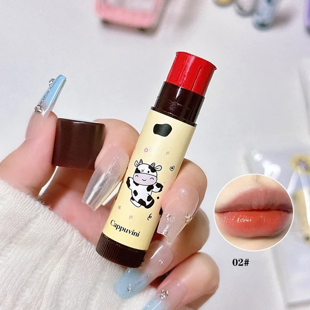 Juego de bálsamo labial de vaca bebé, lápiz labial tintado con humedad, hidratante de larga duración, nutritivo pomada de labios, tinte rojo, brillo de labios afrutado, cuidado de labios