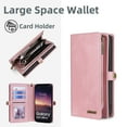 thumbnail image 4 of Allytech Detachable Magnetic Wallet Case for Samsung Galaxy S23 Ultra with Wrist Strap, Large Capacity Luxury PU Leather Card Slots Zipper Cash Pocket Shockproof Protective Wallet Case - Pink, 4 of 7