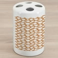 thumbnail image 1 of Peach Ceramic Toothbrush Holder, Pattern with Silhouette Peaches Tasty Delicious Snacks Theme Illustration, Decorative Versatile Countertop for Bathroom, 4.5" X 2.7", Pale Orange and White, 1 of 4