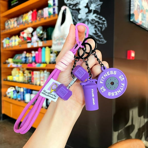 Dumbbell & Weights Keychain – Cute Mini Fitness Charm | Bag Purse & Car Key Accessory, Perfect Gift for Fitness Women & Men