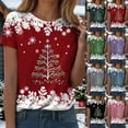 thumbnail image 2 of Duqingm Merry Christmas Shirt Womens Christmas Light Shirt: Merry Christmas Tee Shirts Xmas T-Shirt Christmas Bright Short Sleeves Top Grey,XL, 2 of 7