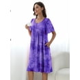 thumbnail image 3 of MINTREUS Nightgown Short Sleeve for Women Sleepwear V Neck Nightshirt House Dress with Pockets, 3 of 7