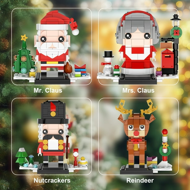 Buildingboat Christmas Building Blocks Sets For Kids Santa Claus snowman elf And Gnome Building Bricks Headz Toys Ornaments Compatible For Lego Christ