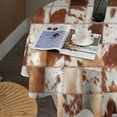 thumbnail image 4 of Cowhide Tablecloth,Farmhouse Animal Cattle Leather Splicing Fur Western Wildlife Patchwork Cow Skin Round Tablecloth for Home Kitchen Dining Table Outdoor Picnic Party,Brown 60x60in, 4 of 6