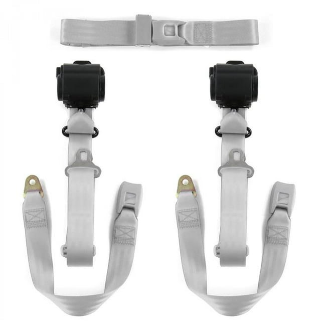 Jeep Comanche 1985-1992 Standard 3 Point Gray & Grey Retractable Bench Seat Belt Kit - 3 Belts