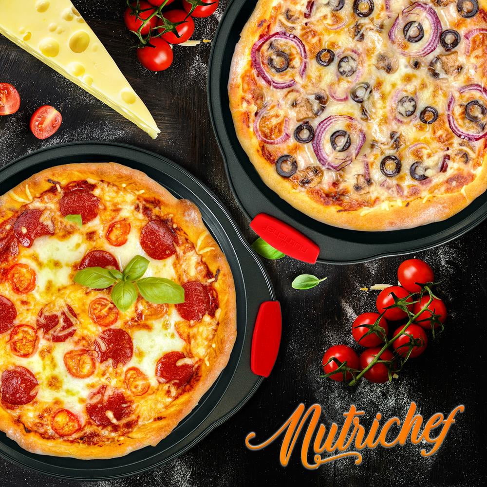 NutriChef 2-Pc. Non-stick Pizza Tray - Round Steel Non-stick Pan