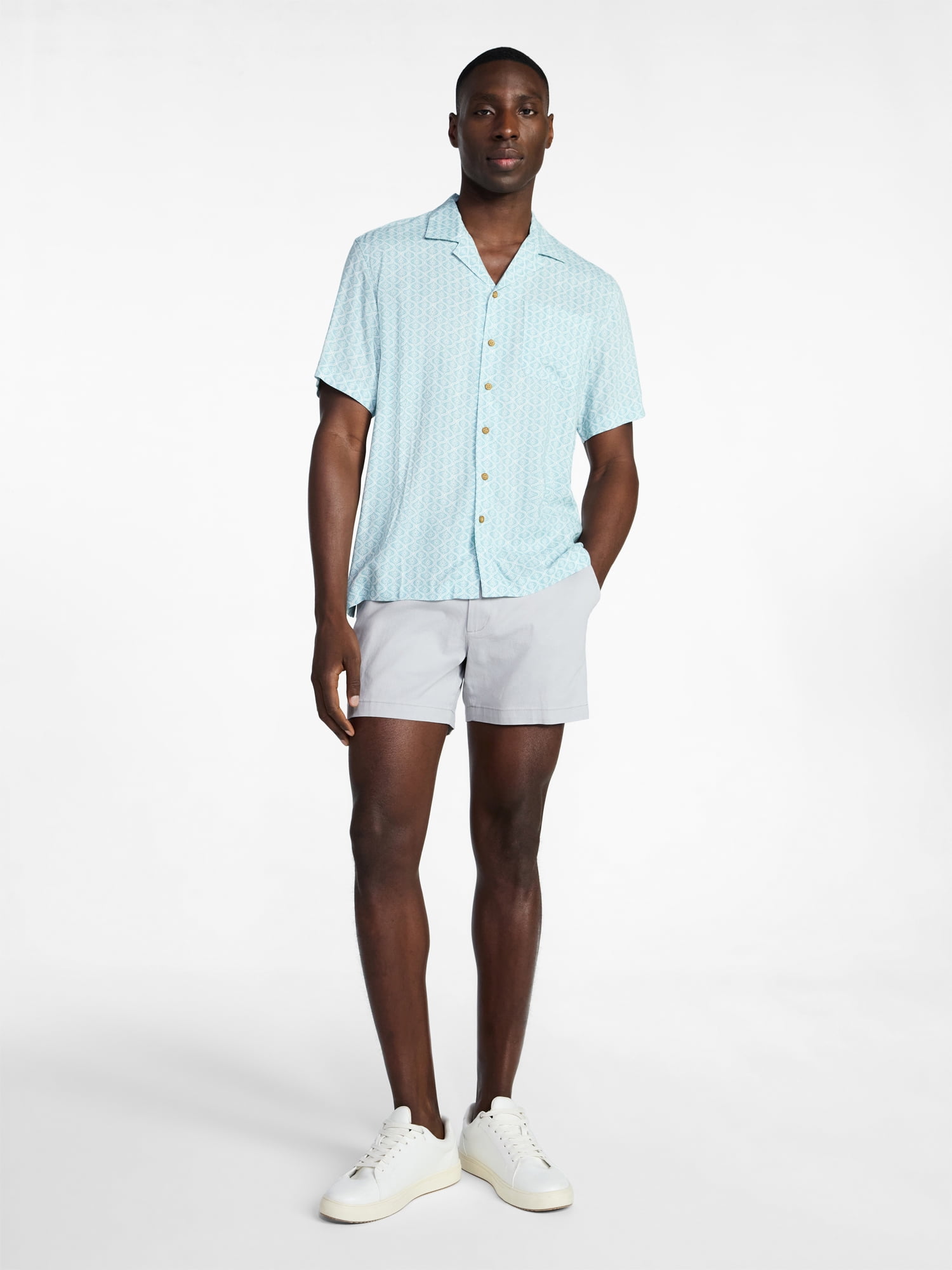 George Men's Relaxed Fit Printed Camp Shirt with Short Sleeves, Sizes S-3XLT