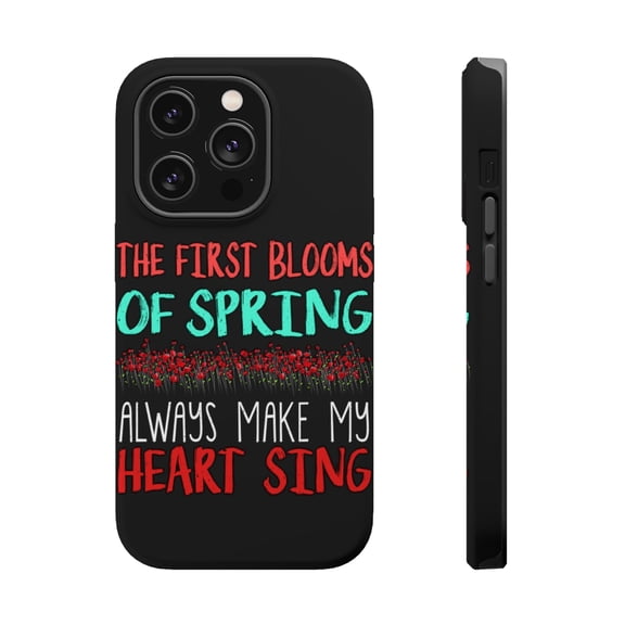 DistinctInk Tough Case for Apple iPhone 15 PRO (6.1" Screen), Compatible with MagSafe Charging - First Blooms Of Spring Make Heart Sing