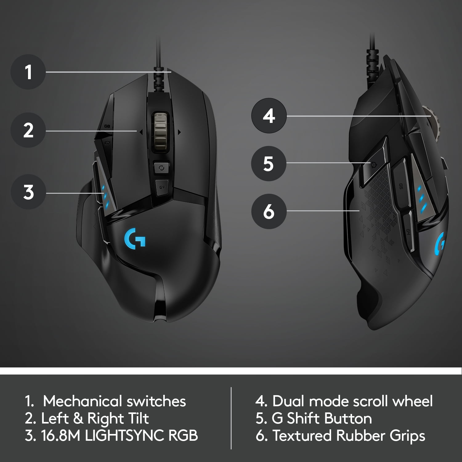 Logitech G502 Hero High-Performance Wired Gaming Mouse, RGB, 11