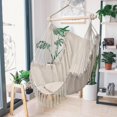 thumbnail image 3 of Hammock,DFITO Tassel Plus 2 Pillow Hanging Chair Beige, 350 LBS Max Weight, Hanging Durable Hammock, Perfect for Home/ Bedroom /Patio Yard/ Deck/ Garden/Outdoor/Indoor, Beige, GJ42, 3 of 10