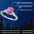 thumbnail image 2 of Gem Stone King 14K White Gold Pink Moissanite and White Topaz Engagement Ring for Women | 3.10 Cttw | Oval 10X8MM | Gemstone Birthstone | Size 5, 2 of 6