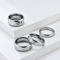 thumbnail image 3 of PAMTIER Unisex Tungsten Steel 8MM Simple Classic Mirror Polished Pipe Cut Thin Beveled Edge Couple Ring Wedding Band Silver Size 9, 3 of 6