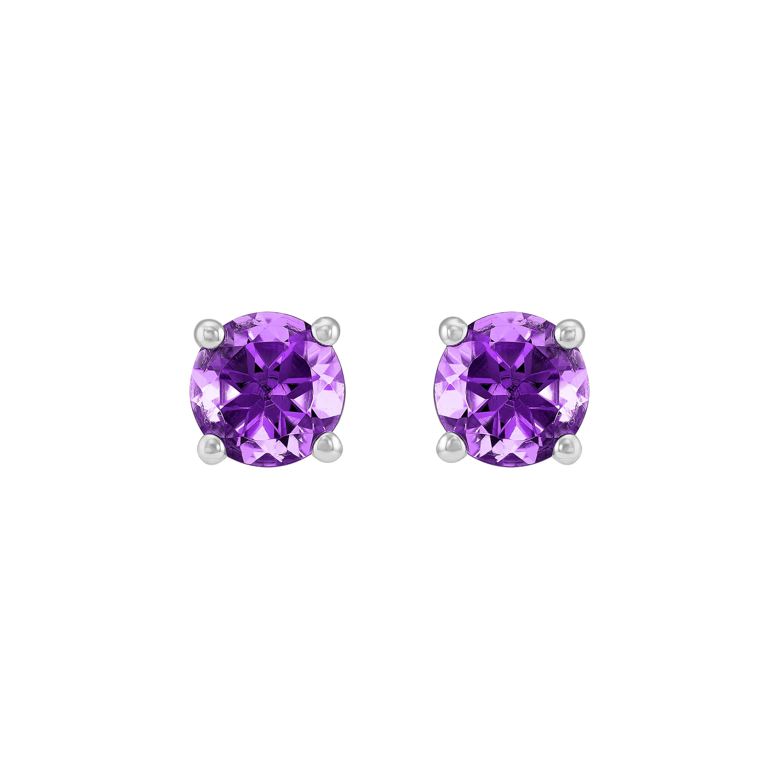 Brilliance Fine Jewelry Oval Simulated Amethyst Pendant and Round Stud Earrings Set in Sterling Silver