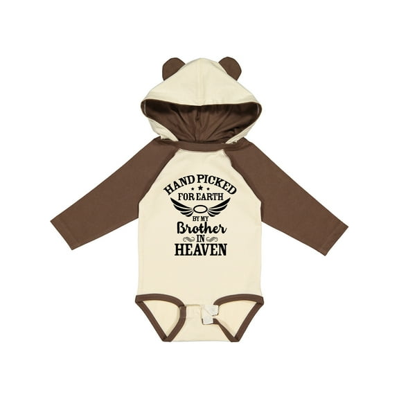 Inktastic Handpicked for Earth by My Brother in Heaven Angel Wings Boys or Girls Long Sleeve Baby Bodysuit