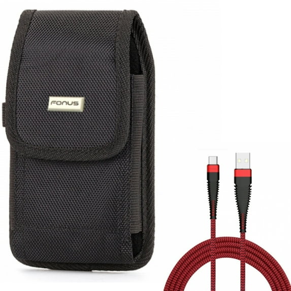 Case Belt Clip + 10ft USB Cable for Motorola One 5G Ace Phone - Swivel Holster Rugged Cover and Type-C Charger Cord Power Wire Combo for Motorola One 5G Ace (2021)