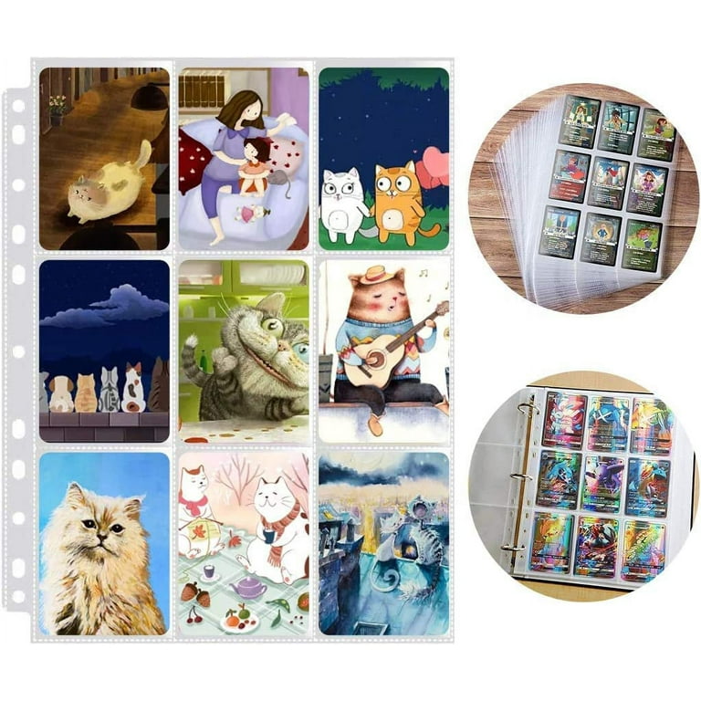Topcolorusa 2700 Pockets Trading Card Sleeve Pages,150 Pack Double Side 9-Pocket Trading Card Binder Sleeves Page Protectors Sheet for Skylanders,