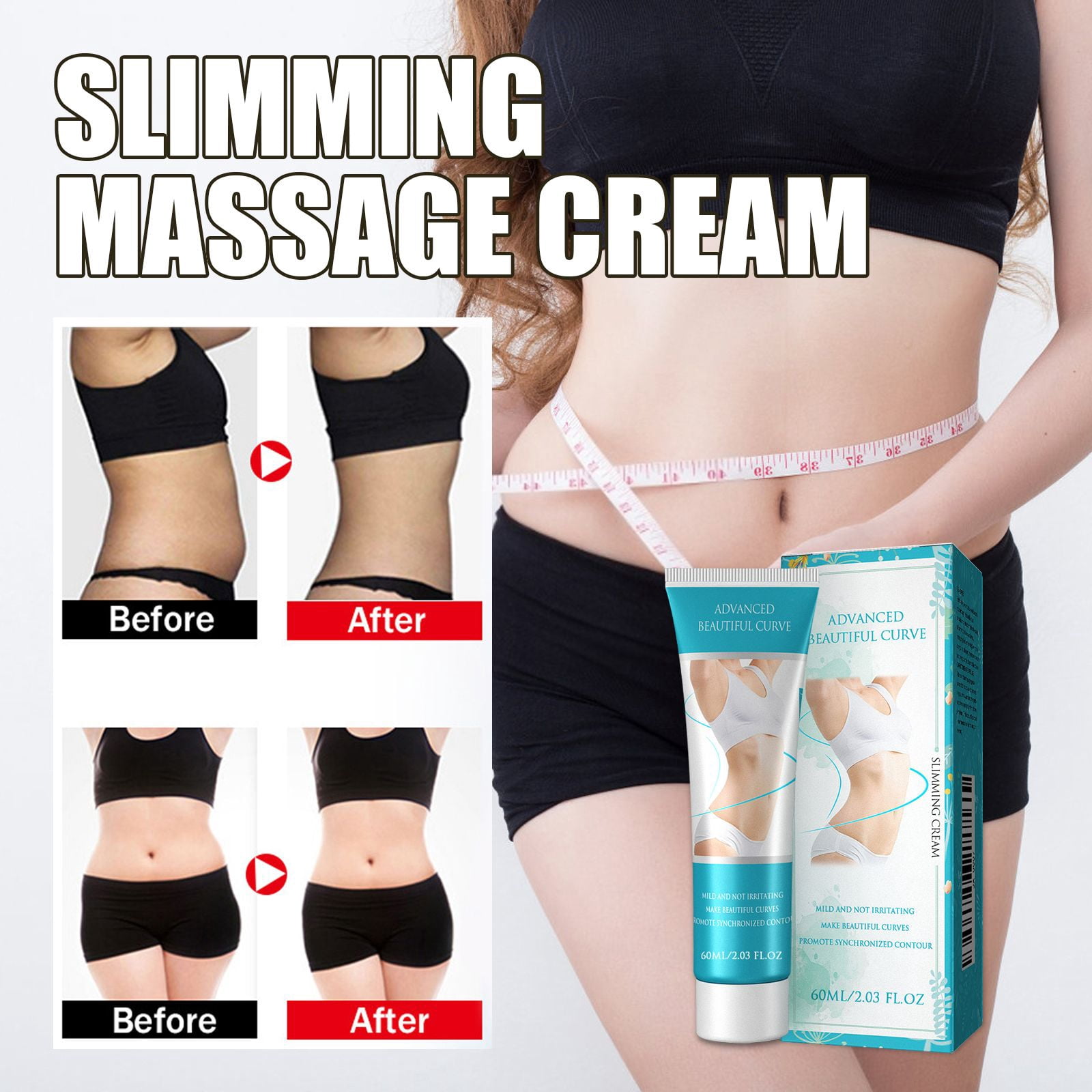 Alvantor Belly Firming Cream Moisturizing Nourishing Skin Tightening Cellulite Massage Ginger Extract, 2.03fl.oz