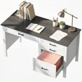 thumbnail image 1 of 54" Farmhouse Executive Computer Desk with 4 Drawers, White Wood Grain Office Desk with Adjustable File Rails for A4/Letter Folders, Spacious Writing Table for Home Study, 1 of 7