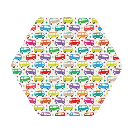 

Adobk Colorful Bus Print Leather Coasters for Drinks(6 Pack) Durable Drink Coasters Set Luxurious Home Décor and Housewarming Gift Hexagon