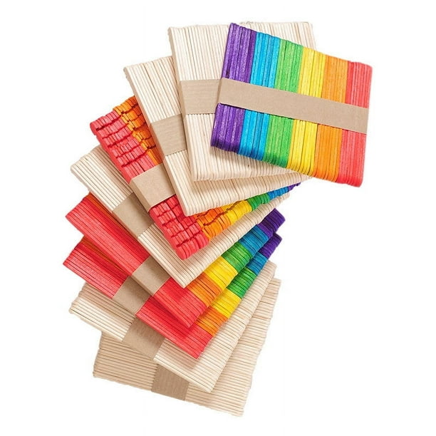 Palitos de helado, palitos de madera, paletas de helado de colores, palitos de helado de madera, material hecho a mano, pieza de helado, palitos de helado