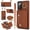Brown, variant on Crossbody for Samsung Galaxy Note 20 Phone Case for Women, Wallet Case with Credit Card Holder Shoulder Strap & Wrist Lanyard Shockproof Purse Back Flip 360 Ring Holder Kickstand Case,Black