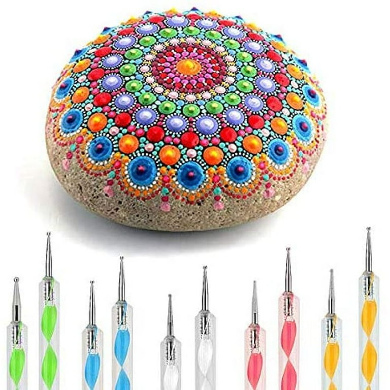 Dotting Tools Kits, 25 TLG Mandala Dotting Tools Set, Dotting Pens Brushes  Stencil Ball Stylus Paint Tray for Painting Rocks Drawing Drafting,A287 