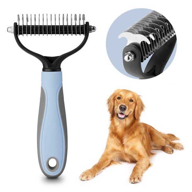 JINGPENG Dog Shedding Brush DoubleSided Undercoat Rake Deshedding