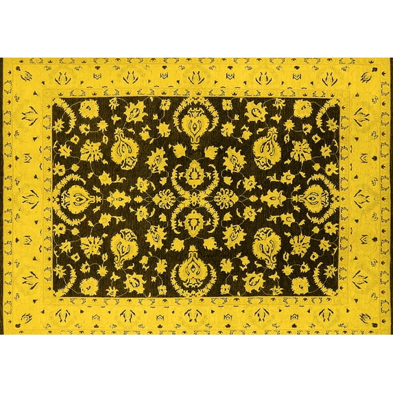 Ahgly Company Indoor Rectangle Oriental Yellow Traditional Area Rugs, 3' x 5'