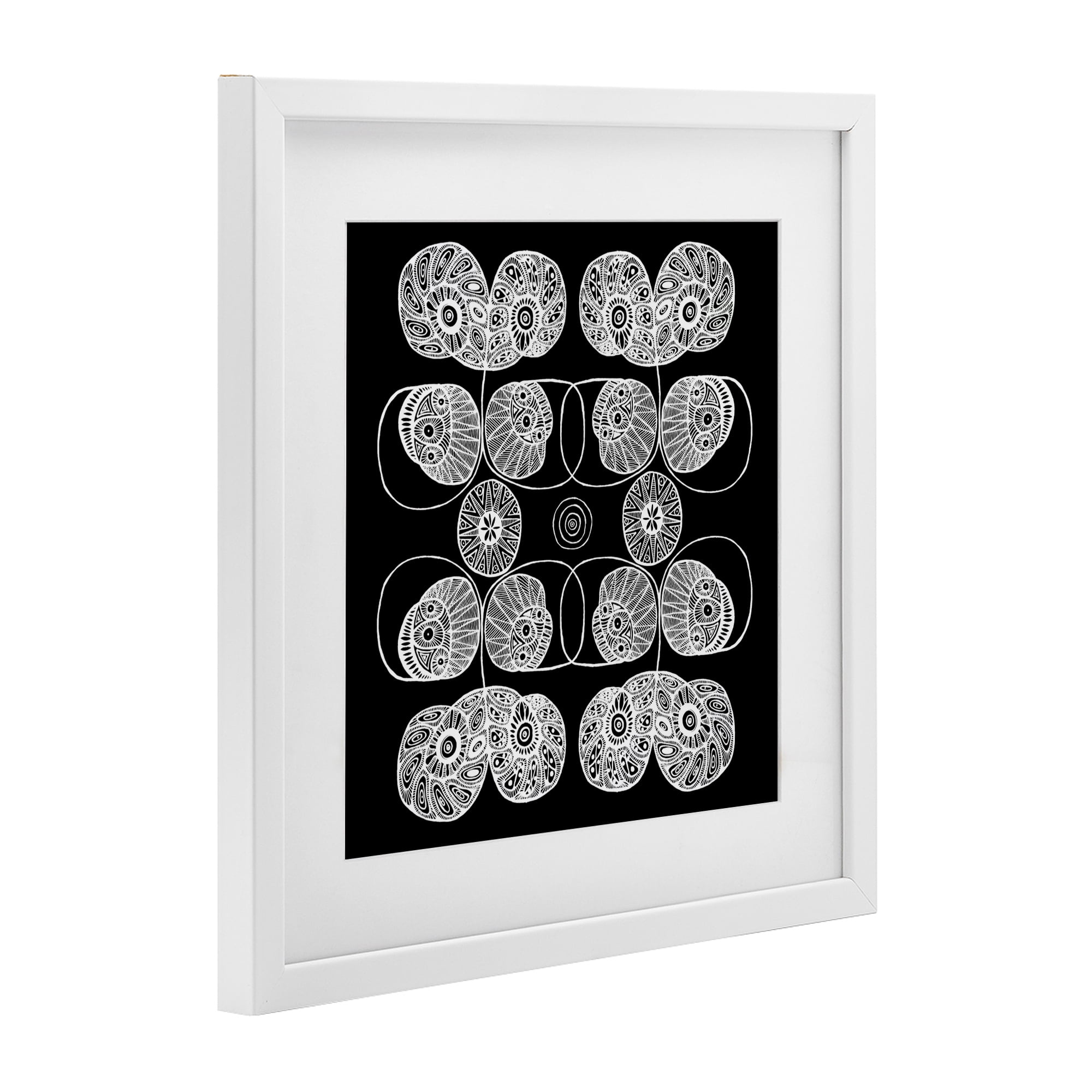 Stupell Industries Detailed Rounded Elementals White Framed Print Under Glass, design by El Perkin