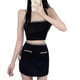 thumbnail image 2 of Conjunto de falda y top con tiras para mujer, falda corta con tirantes finos de cintura alta para niñas, trajes de 2 piezas para fiesta diaria de verano, negro, talla libre, 2 of 8