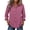 Pink, variant on Womens Collared Button Down Shirts Solid Color Casual 3/4 Ruffle Sleeve Lettuce Trim Hem Blouses Tops for Everyday Fall Green
