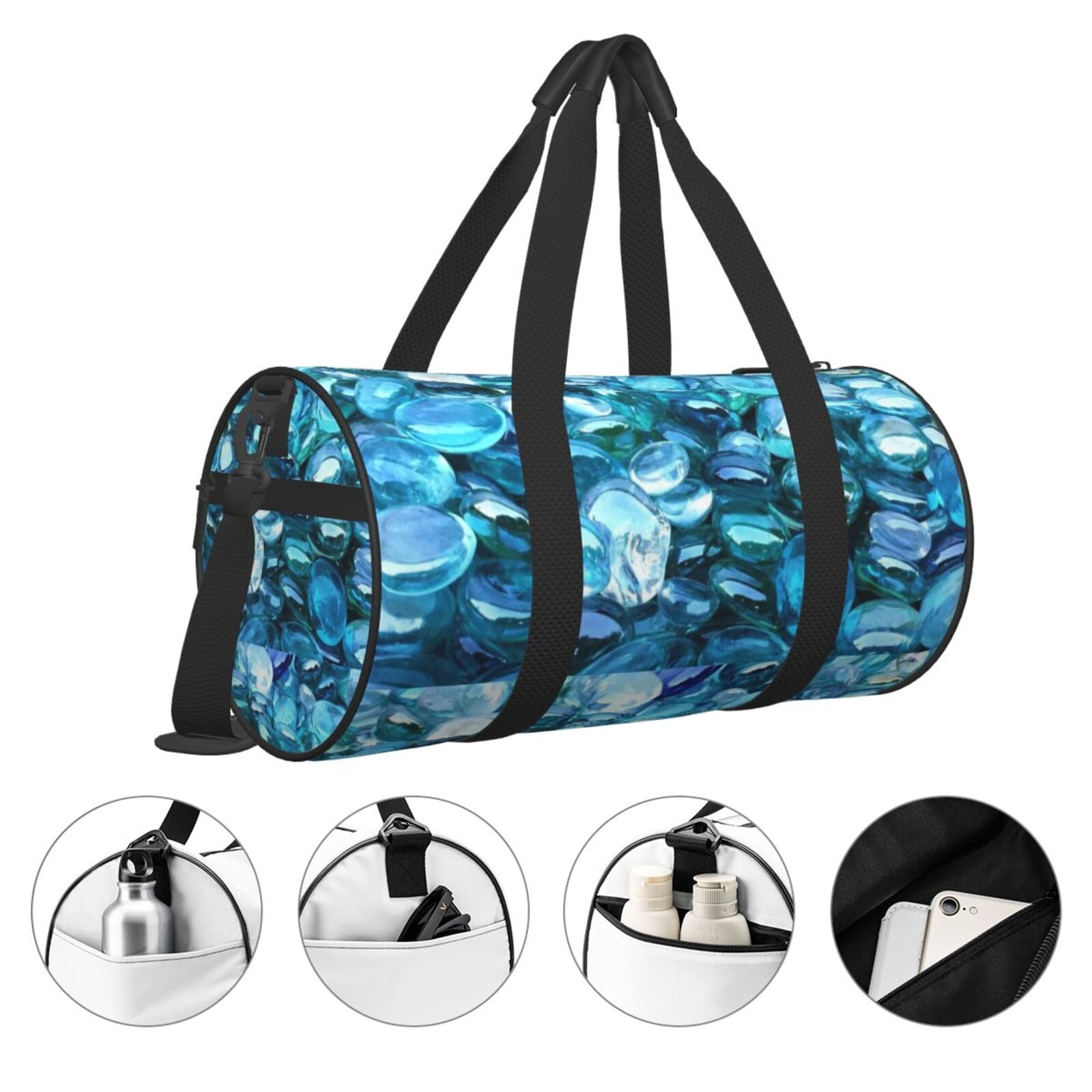 Vsdgher Blue Kyanite 45L Foldable Duffel Bag, Sports Gym Bag,Overnight Bag, Portable Weekender Bag for Airplanes