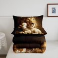 thumbnail image 5 of Manfei Jungle Lion Sheep Queen Comforter Set, Vintage Western Bible Comforter Sets Queen, Dark Brown, Black Reversible, 3pcs, 1 Comforter and 2 Pillowcases, 5 of 7