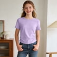 thumbnail image 2 of Girls Shirts Side Ruched Short Sleeve Crewneck Fitted Tops Casual Summer Soft Tee Clothes 5-12 Years, 2 of 5