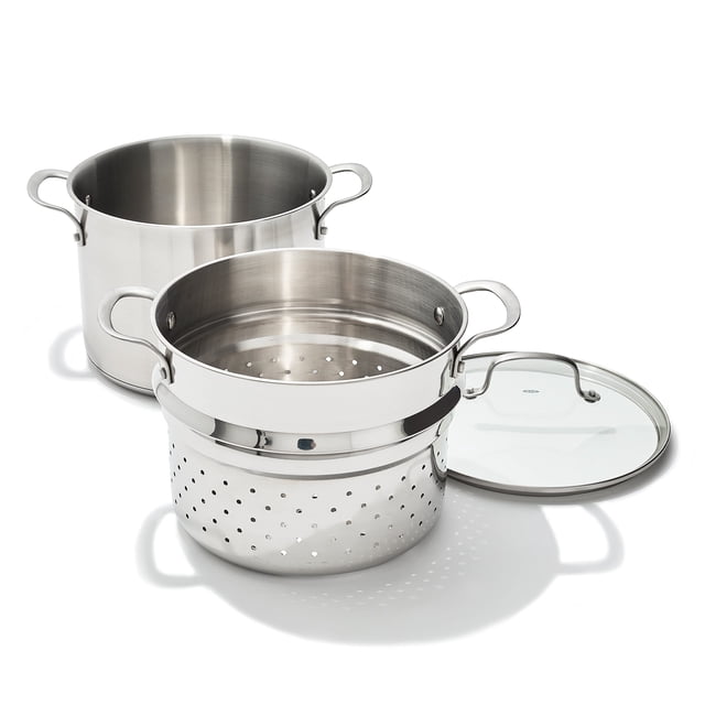 Olla Hervidora OXO de Acero Inoxidable 8.4QT con Vaporera y Tapa de Vidrio
