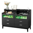 thumbnail image 2 of UBesGoo Modern Black 6 Drawer Dresser with Charging Station, Bedroom Drawer Organizer with LED Light, Black Finish, 2 of 9