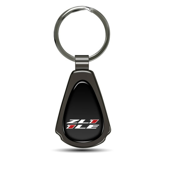 iPick Image for Chevrolet Camaro ZL1-1LE Black Dome Gunmetal Black Metal Teardrop Key Chain, Official Licensed