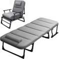 thumbnail image 6 of ABORON 3 in 1 Folding Bed Cot with Cushion & Pillow, Adjustable 6-Position Folding Lounge Chair, Portable Sleeping Cots Sofa Bed, 6 of 14