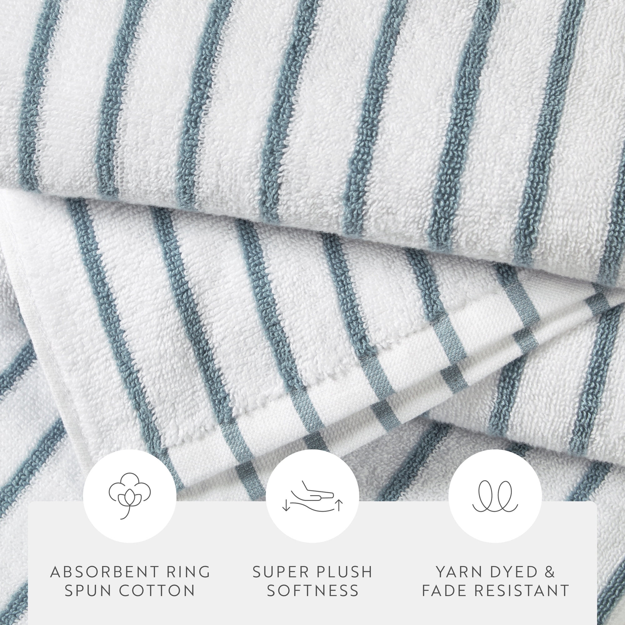 Comfort Canopy - Cabana Stripe Beach Pool Towels - Oversized 100% Ring Spun Cotton, Ultra Soft, Plush and Highly Absorbent, 35 x 65