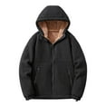 thumbnail image 2 of dzxyzu Men's Lightweight Jacket Full Zip Fleece Hoodie Sherpa Lined Hooded Sweatshirt Winter Jacket Long Sleeved Pocket Outdoor Workwear Coat Tops 2024 Winter Saving, 2 of 3