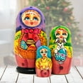 thumbnail image 2 of Basket Matreshka Nesting Hand-Painted Doll Set of 3 by G. DeBrekht | Easter Spring D�cor - 14737, 2 of 4