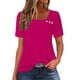 thumbnail image 2 of Usted Es Más Que una Camisa de Puntuación de Prueba, de Moda Casual Color Sólido Botón de Manga Corta Cuello en V para Mujeres, 2 of 7