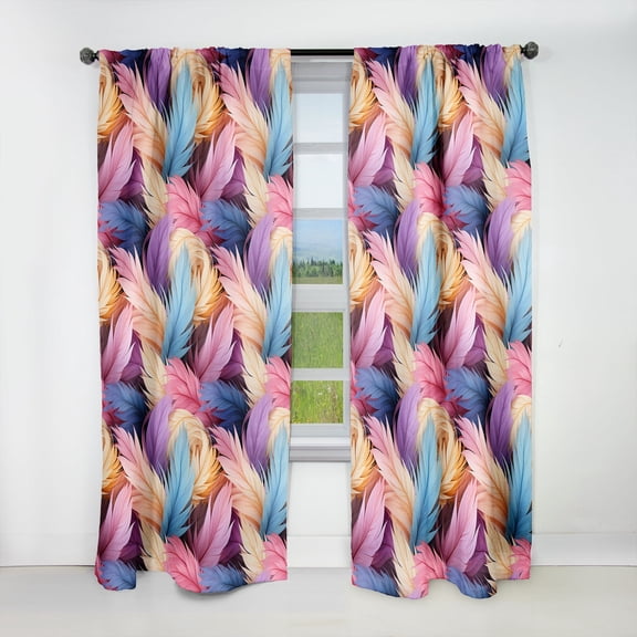 Designart "Gentle Feather Grace" Abstract Blackout Modern Curtain, Abstract Curtain Single Panel