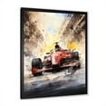 thumbnail image 2 of Designart "Speedy Formula One Car on Speedway I" Architecture Framed Wall Art - Modern Red Race Tracks Entryway Framed Wall Art Print, 2 of 6