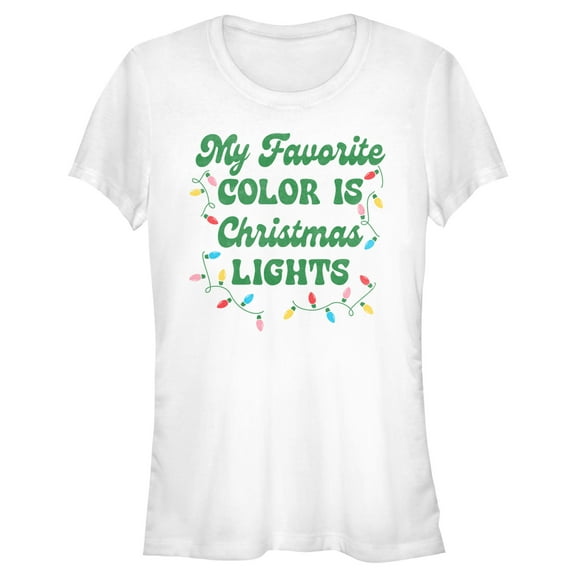 Junior's Lost Gods My Favorite Color Is Christmas Lights Graphic Tee White 2X Large