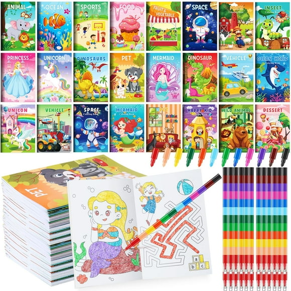 Juego de libros para colorear BenLouis para niños con crayones apilables