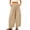 Beige, variant on Women's Polka Dot Wide Leg Pants, Elastic Waist Flowy Casual Trousers, Bohemian Linen Pants Women Brown S